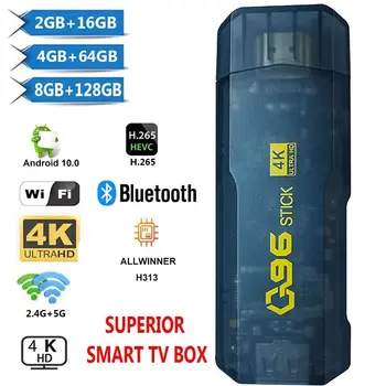 Q96 Dongle Smart TV Box Android Allwinner H313 Четырехъядерный 2,4 G 5G Двойной WIFI 4K HDR телеприставка 8 ГБ + 128 ГБ TV Stick H.265 Home