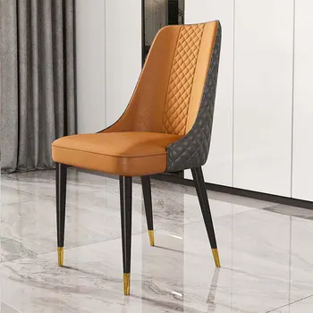 Роскошные обеденные стулья Nordic С кожаной спинкой, дизайнерские Металлические ножки, обеденные стулья для отдыха, мебель для гостиной Sillas Comedor WZ