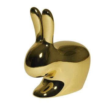 Золотой стул-кролик Креативное украшение Металлический стул-кролик Табурет-Табуретка