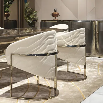 Обеденный диван Queen-Size, стулья для гостиной, Роскошное Свадебное Металлическое кресло из белой кожи итальянского дизайнера, мебель Nordic Sillon