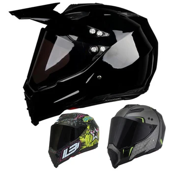 Черный Двойной Мотоциклетный шлем Hilldown для Бездорожья Dirt Bike Atv, Сертифицированный D.o.t. (мм, Белый Полнолицевой Casco Для мотоспортивного шлема