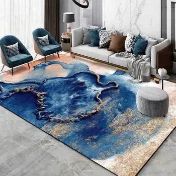 Абстрактная акварель, Синяя краска для мытья ковров, противоскользящий ковер для гостиной, Противообрастающий ковер для кухни, противоскользящий коврик, коврики 120x160 см