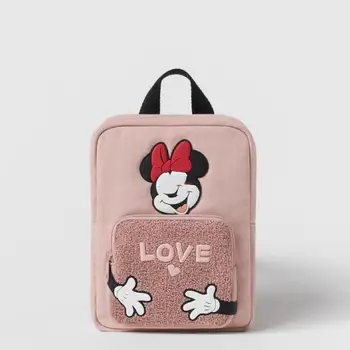 Рюкзак с принтом Минни, совершенно Новые детские школьные сумки на молнии для маленьких девочек, розовые универсальные модные мультяшные сумки на два плеча