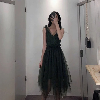Heydress 2020 летнее сексуальное зеленое сексуальное вечернее платье леди элегантное кружевное платье-спагетти без рукавов женское праздничное платье с V-образным вырезом