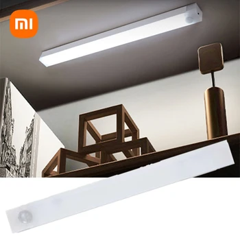 Светильник с датчиком движения Xiaomi, магнит, светодиодная панель, ночники, USB-аккумуляторная лампа для освещения кухонного шкафа, гардероба, лестницы