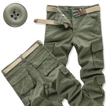 Брюки-карго Мужские демисезонные военные тактические брюки с несколькими карманами, свободные длинные брюки армейского зеленого цвета, мужские повседневные брюки