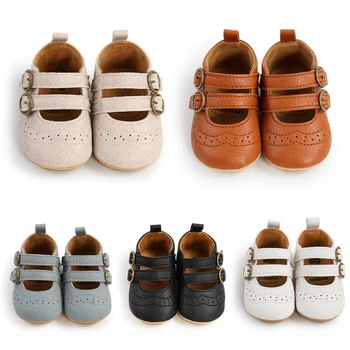 Citgeett/ Обувь для новорожденных девочек и мальчиков, Нескользящая обувь для первой ходьбы из искусственной кожи, ремешок, Мягкая подошва, прочная детская обувь без застежек-носков