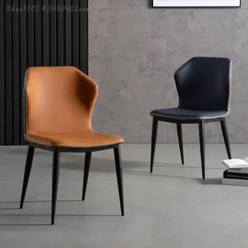 Эргономичные Черные Обеденные стулья для гостиной Современный ресторан для медитации Кожаное Итальянское кресло для отдыха Nordic Sillas Мебель для дома