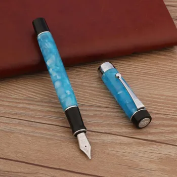 Высококачественная авторучка Jinhao 100, акриловые ручки Spin Темно-синего серебристого цвета Elegante Signature ink.