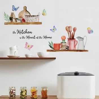 Виниловые наклейки на стены в виде бабочек, кухонные наклейки для шкафов, вдохновляющий декор стен для кухонных украшений