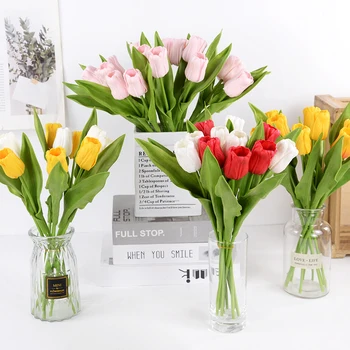 5 Веток тюльпанов, искусственные цветы, букеты из искусственных тюльпанов для свадьбы, украшение дома невесты, искусственные растения, подарки для Рождественской вечеринки