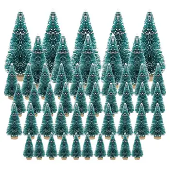 50ШТ. Миниатюрная искусственная Рождественская елка, Маленькие снежные морозные деревья, сосны, Рождественские поделки для вечеринки, поделки