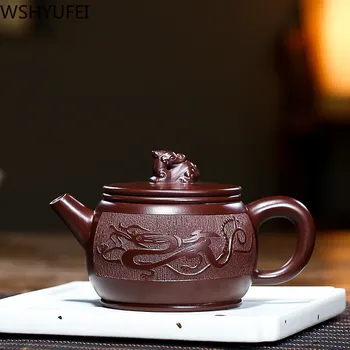 Китайский Исинский чайник фиолетовый глиняный Дракон чайник Галстук Гуаньинь чайный набор ручной работы фильтр красоты чайник на заказ чайная посуда 230 мл