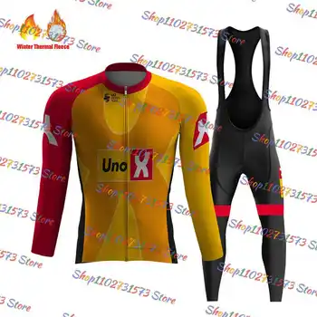 2023 Team Uno X S2 Комплект Велосипедной майки Зимняя Велосипедная Одежда Мужской Дорожный Велосипедный костюм Флисовая куртка Ropa Ciclismo