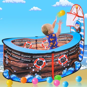 Детская палатка Пиратского корабля, детские площадки для игры с мячом, Портативный бассейн, складной игровой домик, детские мячи для бассейна с корзиной, уличная игрушка для детей