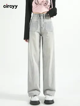 Мешковатые джинсы Женские Y2K С карманами, джинсовые брюки с высокой талией, широкие брюки в стиле пэчворк, уличная одежда, мода 2023, весна