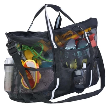 Сетчатые пляжные сумки для женщин, пляжная сумка для игрушек, сумка для плавания, упаковываемая пляжная сумка, сетчатая сумка-тоут для предметов первой необходимости для отпуска
