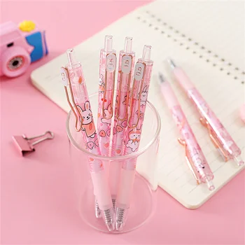 6 шт. Гелевая ручка Pink Rabbit Press, высококачественная быстросохнущая шариковая ручка-валик 0,5 пробы, школьные принадлежности, канцелярские принадлежности для офиса