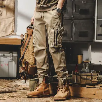 2023 Мужские летние ретро брюки-карго с несколькими карманами на молнии Японского покроя, повседневные тренировочные брюки для бега трусцой 4XL, уличная одежда