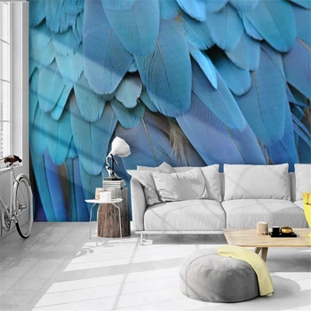 beibehang Custom papel de parede 3d фото Обои с синим пером для настенного покрытия настенная роспись home decor decoration salon