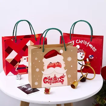 500 шт. / лот, изготовленная на заказ с логотипом, упаковка для конфет Merry Christmas, подарочные пакеты для печенья Santa Cookie, изготовленные на заказ Рождественские художественные бумажные подарочные пакеты