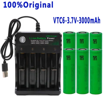 100% Оригинал. Batería recargable de litio  18650 3,7 V, 3000mah, 18650, para baterías de linterna  charger USB
