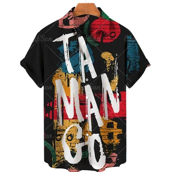 2023 Летняя мужская модная серия с граффити, повседневная рубашка с воротником-поло с 3D цифровой печатью и коротким рукавом