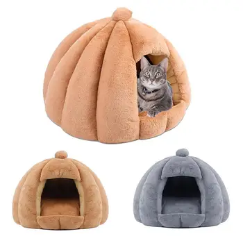Кошачья кровать-пещера, Моющаяся крытая кошачья кровать со съемной мягкой подушкой, Дизайн противоскользящего дна, Отдельно стоящий теплый Домик для щенков Для