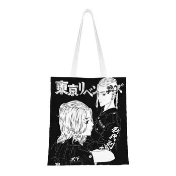 Сумки Draken и Mikey Grocery Для покупок, женские сумки-тоут Kawaii Tokyo Revengers, холщовые сумки для покупок через плечо, сумка большой емкости