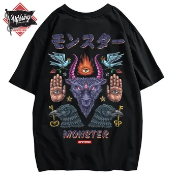 UPRISING Monster с короткими рукавами уличный модный бренд personality joint хип-хоп мотоциклетная футболка популярная БЕСПЛАТНАЯ ДОСТАВКА