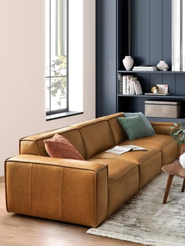 Итальянский тканевый диван класса люкс для гостиной на троих или четверых человек, скандинавский диван-тофу для знаменитостей из Интернета