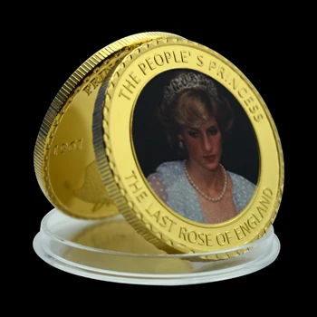 Золотая монета Diana Spencer, Первая жена короля Чарльза, Медальон на 1 унцию, коллекция английских розовых вееров, Праздничный подарок