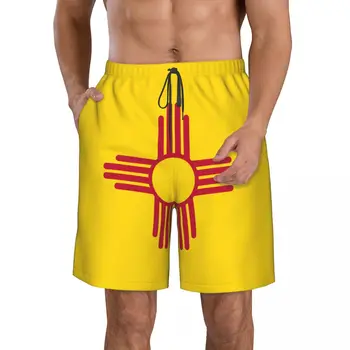 Быстросохнущие летние мужские пляжные шорты-бордшорты, мужские плавки, шорты для плавания, пляжная одежда Флаг Нью-Мексико