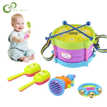 5шт/ 4шт Детский барабан, труба, игрушка, музыкальный ударный инструмент, набор для группы, развивающая игрушка для раннего обучения, подарок для маленьких детей