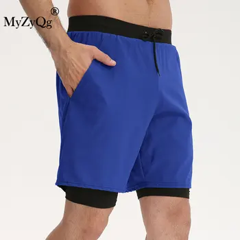 Мужские двухслойные шорты для бега для фитнеса, спортивная одежда из двух частей, облегающая баскетбольная одежда с высоким отскоком, быстросохнущая дышащая спортивная одежда для спортзала