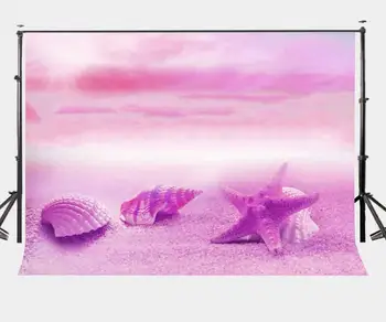 фон для пляжной сцены размером 7x5 футов, фон для фотосъемки в ультрафиолетовом цвете, красивые ракушки