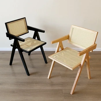 Скандинавский диван из ротанга, кресло для отдыха на балконе, современное минималистичное кресло с откидной спинкой, кресло для отдыха в гостиной из ясеня с подлокотниками