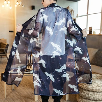Кимоно кардиган мужской японский оби юката Япония кимоно мужское японская мода мужская одежда хаори оби самурай KZ2004