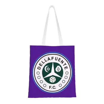 Многоразовая сумка для покупок Dellafuente FC Женская холщовая сумка через плечо Прочные сумки для покупок в стиле хип-хоп Рок