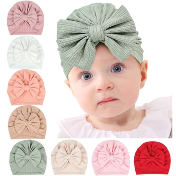 Больничная шляпа для новорожденных, шляпа с большим бантом, детские муслиновые шляпы, детская шапочка, головные уборы унисекс QX2D