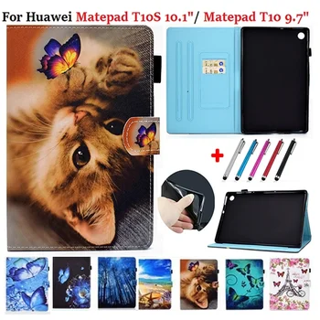 Для Huawei Matepad T10 T 10s 10,1 9,7 Чехол-подставка для Животных Кошелек Etui Для Huawei MatePad T10s AGS3-L09 W09 AGR-L09 Чехол Для планшета