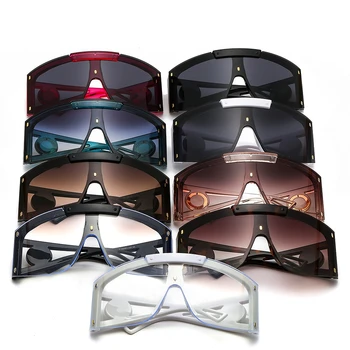 Новые роскошные Зеркальные солнцезащитные очки для женщин с декоративными красочными металлическими очками большого размера с заклепками, защитой от Uv400, солнцезащитным стеклом