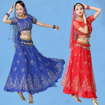 Женская одежда для танцев в Египте, комплект костюмов для индийских танцев в Болливуде, одежда для занятий танцами живота для взрослых, юбка для живота