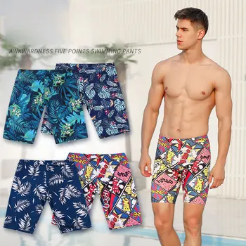Мужские плавки с принтом Maillot de bain, Быстросохнущие купальники, Пляжные шорты, Дышащие шорты для плавания, купальник, костюм для серфинга