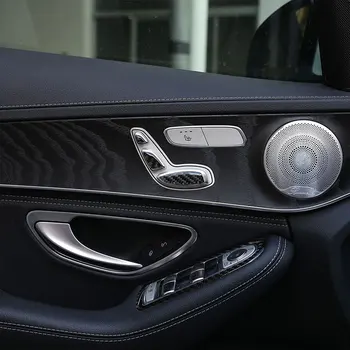 Кнопка Сиденья С Блестками Внутренняя Наклейка Для Mercedes Benz E Class W213 E200 E300 GLC C Class W205 X253 2016-2019 Углеродное Волокно 6 шт.