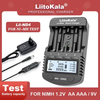 Зарядное устройство LiitoKala Lii-ND4 NiMH / Cd для зарядного устройства AA AAA с ЖК-дисплеем и тестовой емкостью аккумулятора 9V.