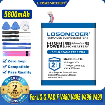 100% Оригинальный LOSONCOER 5600 мАч Для LG BL-T14 Аккумулятор Для LG G PAD F V480 V495 V496 V490 GPAD Tablet Battery