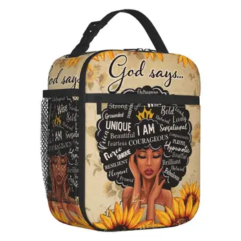 Бог говорит, что ланч-боксы с запасом для женщин, Герметичные Абстрактные Африканские женщины, Кулер, Термоизолированная сумка для ланча для школьников