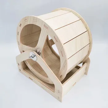 Деревянное Бесшумное колесо для бега хомяка, спортивная игрушка для бега Хомяка из Шиншиллы, Деревянная игрушка для упражнений на колесе для бега