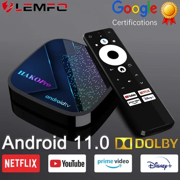 LEMFO Android 11 TV BOX 4K, сертифицированный Google медиаплеер Dolby, Google Play YouTube, Wi-Fi, Android TV, Smart TV Box, Android 11